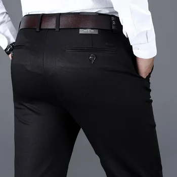 Toamna Iarna Marca Bărbați Drept Liber de Pantaloni Groase de Înaltă Calitate de Afaceri de Îmbrăcăminte Casual, din Bumbac Elastic Talie Mare Pantaloni