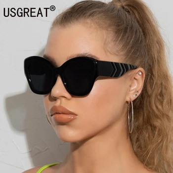 Moda Mare Cadru Ochi de Pisica ochelari de Soare Femei de Moda Largă Margine Ochelari de Soare Pentru Barbati Femei 2022 Nou Brand de Streetwear UV400 Ochelari
