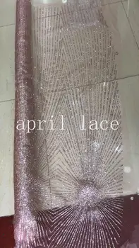 ap329 # 5 metri roz nud aur 61# sclipici romantic imprimare mână lipite cu paiete, tul net plasă de zahăr dantela tesatura pentru taiere rochie