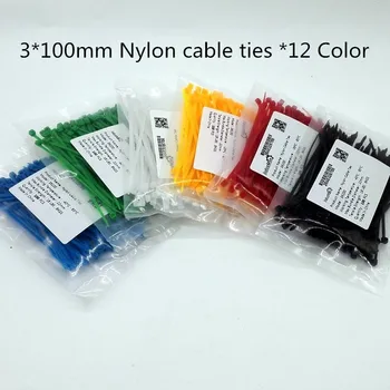 100buc 3*100mm Lățime 2.5 mm Colorate Fabrica Standard de Auto-blocare din Plastic Nylon pentru cabluri,Sârmă Cravată Zip