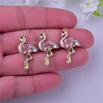Flamingo picătură de ulei de bijuterii din aliaj pandantiv mic accesorii en-gros cercei colier DIY pandantiv