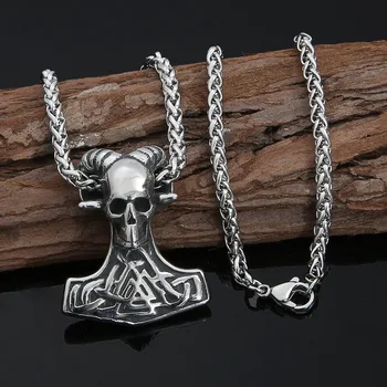 Viking Oțel Titan Demon Colier Din Ghearele Din Oțel Inoxidabil Odin Stiva Triunghi Sigiliu Rune Thor Pandantiv Colier