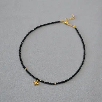 LONDANY colier franceză cristal negru cu margele stralucitoare cruce simplă de personalitate clavicula scurt colier lanț de sex feminin