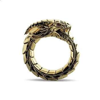 Europa și America de Vânzare Fierbinte Mitologia norvegiană Dragon Ned Hogg Moda Amuleta Inel Barbati Două-Ton Inel