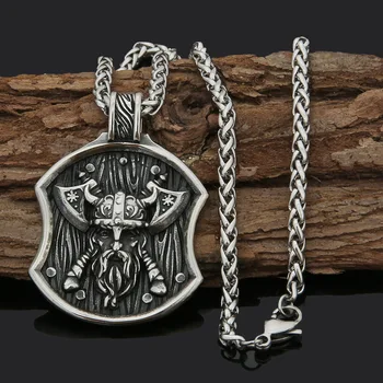 Viking Odin Dublu Topor Colier Pandantiv Din Otel Inoxidabil Odin Amuleta Accesorii Viking Bijuterii