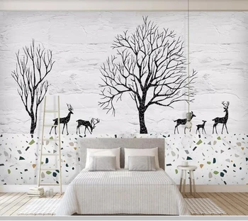 Modern model de marmură împletit avere copac elan 3d tapet papel de parede tv camera de zi canapea perete dormitor murală