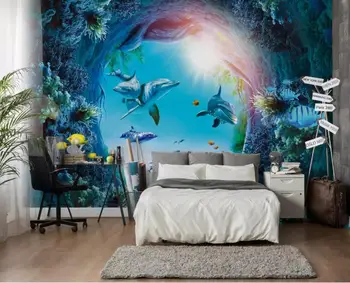 3D tapet role pentru pereti lume Submarin delfinul 3d tapet mural tv tapet de fundal Pentru camera de zi dormitor