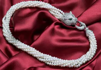 Calitate de Top de Nunta Colier de Perle Reale de apă Dulce Pearl Bijuterii Multistrat 3-4mm poftă de mâncare Chckers Colier Femei Fermecătoare Cadou