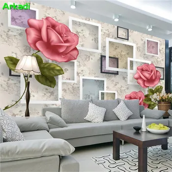 3D relief floare trandafir cutie tapet camera de zi de decorare TV de fundal pictura pe perete camera de zi simplu dormitor modern murală