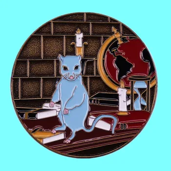 Animale Drăguț Mouse-Ul Brosa Carte Globul De Bibliotecă Metal Emailat Insigna De Moda Rever Tricou Rucsac Desene Animate Pin Bijuterii Accesorii Cadou