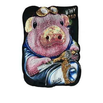 mari broderie porc mare de desene animate de animale patch-uri pentru îmbrăcăminte AZ-44