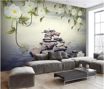 personalizat murale 3d foto tapet retro flori de trandafir lac de piatra peisaj de fundal de decor acasă tapet pentru pereti 3d camera de zi