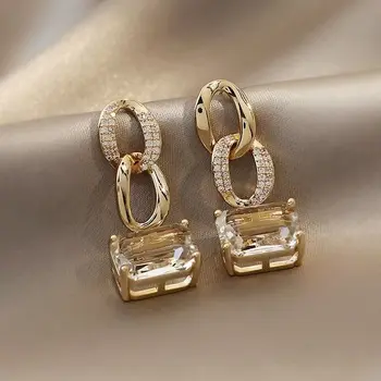Accesoriu bijuterii lanț Retro formă geometrică tendința femeilor Agățat cercei cercei de aur Personalitate