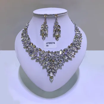 Moda Bijuterii Seturi Multicolor Mireasa Nunta De Cristal De Aur Din Dubai Culoare Set Bijuterii Pentru Femei Colier Cercei Cadou Pentru Petrecere