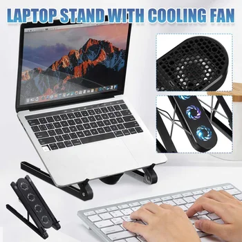 Înălțime reglabilă Suport pentru Laptop Tabelul Dual USB Ventilator de Răcire Desktop Laptop Suport pentru Notebook Radiator Tava de Birou Lumina RGB