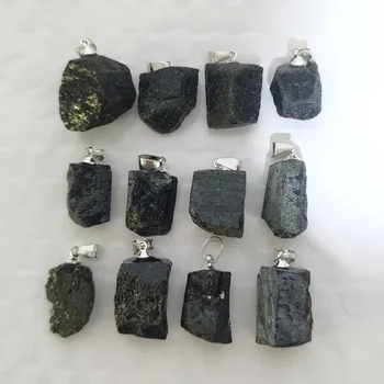 Naturale negre de turmalina turmalina reparații minereu en-Gros 24BUC pandantiv piatra pentru diy bijuterii Accesorii colier