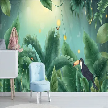 Evul mediu Pădurea Tropicală Planta Toucan Papel De Parede 3d Camera de zi BedroomMural Tapet 3D gazete de Perete Decor Acasă