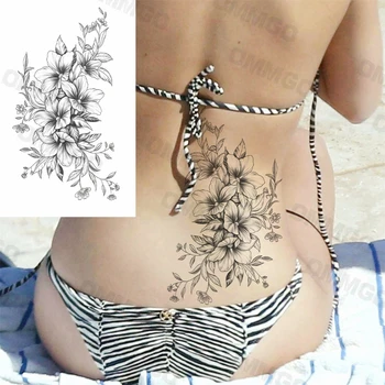 Realiste Mare Lily Talie Sexy Tatuaje Temporare Pentru Femei Fată Floare Trandafir Bujor Autocolant Tatuaj Fals Brațul Body Art Lavabil Tatoo