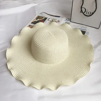 2019 Primăvara anului Nou Stil Beach Resort Beach Pălărie de sex Feminin în aer liber Parasolar Pliabil Mare Pălărie de Paie cu Boruri o Generație de Moda