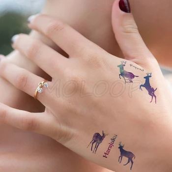 Tatuaj temporar Autocolant ren, iepure pisică de Crăciun Element de animale Impermeabil tatuaj Fals flash tatuaj pentru copil fată bărbat femeie