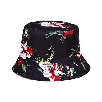 2021 Patru Sezoane Bumbac Negru Floare de Imprimare Găleată Pălărie Pescar Pălărie de Călătorie în aer liber la Soare Capac pentru Bărbați și Femei 452