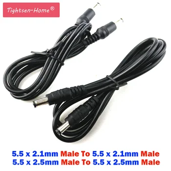 5.5x2.1mm 5.5 x 2.5 mm 1M DC Conector de Alimentare cu Extensia Extinde Cablu Cablu negru de sex Masculin De sex Masculin Pentru LED-uri sau CCTV Incarcator de Masina