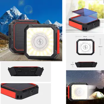 Solar Mobil de Putere în aer liber Lampa de Lumina cu Putere Banca pentru Camping Rulote Cort(Roșu)