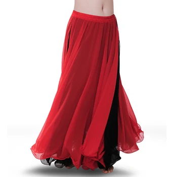 Performanță Belly Dance Haine Lungi Fuste Maxi Reversibile 2-Strat Dublu de Culoare Femei Belly Dance Șifon Fusta (fara centura)