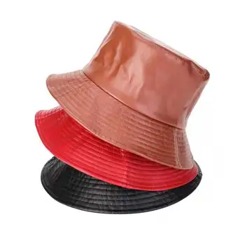 Noi PU Găleată Pălărie din Piele de Pescuit Capac Unisex Pălărie de protecție Solară Femei Pălărie de Călătorie în aer liber Ciclism Capac Pălărie Pescar Hip Hop Panama Capac