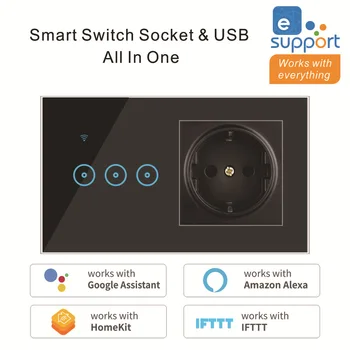 WiFi UE Single Standard Live Wire Smart Light Touch Switch Socket Geam Panou de Perete interruptor 1 2 3 Banda de Lucru Cu APLICAȚIA