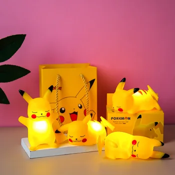 1buc Pokemon Pikachu Noapte Lumina Moale Anime Drăguț TAKARA TOMY a CONDUS Dormitor Noptieră Decoratiuni Lumină Copii Cadou Rafinat Jucărie
