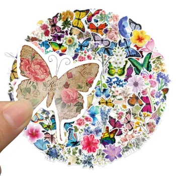 100buc/Pachet de Desene animate pline de culoare flori Autocolante fluture Impermeabil Pentru Skateboard Chitara Depozitare Jucarii Copii de perete decal autocolante
