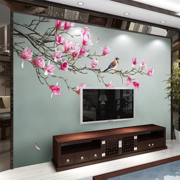 welyu Personalizate 3d tapet mural minimalist modern, nou Chinezesc mână-pictat flori și păsări magnolie floare de fundal de perete обои