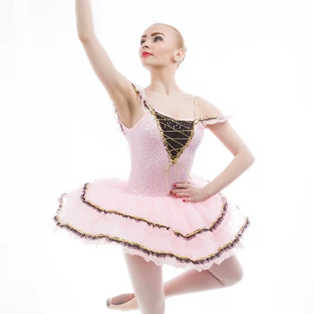 Nou Lux Femei Roz De Balet Tutu Fete Balerina Spectacol/Concurs Costum Adult Cu Paiete, Tutu Tricou Rochie