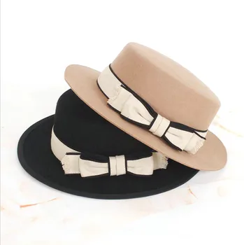 100% Lână de Înaltă Calitate, Pălării Fedora pentru Femei Panglică Papion Pălărie de Iarnă Confortabil Rece Frumoase culori Diferite Pălării Pentru Femei