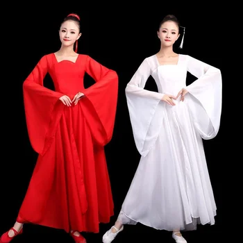 Performanță clasic Costum Costum de Scenă de sex Feminin Stil Chinezesc Han Rochii cu Maneci Lungi Largă cu mâneci Fairy Dance de haine pentru Femei