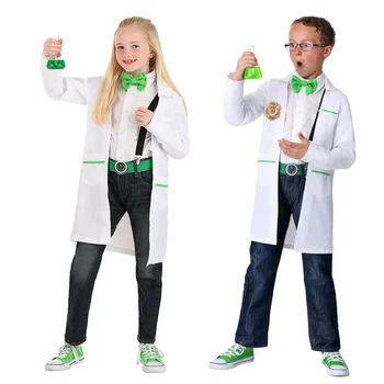 copil halat alb culoare medicale uniforme cosplay haine copii rochie de partid până medic de spital oamenii de stiinta costum de halloween rochie