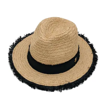 Special vara handmade rafie pălării fedora pentru femei de moda populare frumos frumos rece raw edge metal decor sun beach hat
