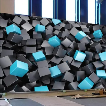 Tehnologia modernă Sens 3D, Negru, Albastru Geometrice Cuburi gazete de Perete Decor Acasă Living Birou Industriale Decor Tapet 3D