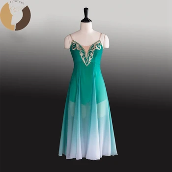 FLTOTURE Lungă Șifon Fusta Fete de Culoare Verde, Costume de Dans Profesionist de Balet Modern Personalizat Julieta Imbracaminte AT1281