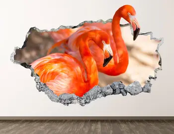 Flamingo Perete Decal - Pasăre Animal 3D Distrus Arta de Perete Autocolant Decor Camera pentru Copii Vinil Acasă Poster Cadou Personalizat KD923