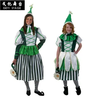 Femei Adolescenti St. Patricks Zi Irlanda Spiriduș Irlandez Costum De Elf Verde Spiritul Halloween Mardi Gras Fantezie Rochie De Petrecere