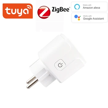 Tuya ZigBee 3.0 Smart Power Plug 16A Wireless App Control de la Distanță Voce Soclu de Energie Monitor Lucrări de Evacuare cu Alexa de Start Google