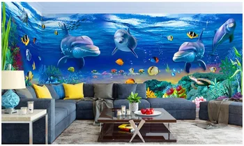personalizat murală foto tapet 3d visul lume submarin delfinul temă de fundal de perete picturi murale 3d tapet pentru perete 3 d