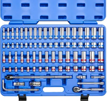 32Pcs Standard Albastru Centura de Chei tubulare Trusa cu Clichet Impact Socket Set Mecanica Instrument a Făcut cu Otel CrV pentru Reparații Auto