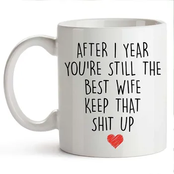 1 An Aniversar Cana de Cafea pentru Ea, 11 Uncii, 1-a Aniversare de Nunta Cupa Pentru Soție, Un An, Primul An