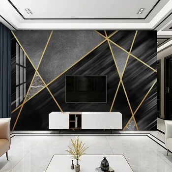 Fotografie Tapet Modern Marmură Neagră Linii Geometrice Model Murală Camera de zi Sala de Mese Home Decor Abstract 3D Arta de Perete Paing