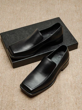 NE 6-10 Super Moale de Lux Elegant pentru Bărbați Alunecare Pe Pantofi de Piele de Om Matur Deget de la picior Pătrat Birou Casual Oxfords