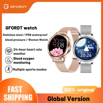 Gfordt Ceas Inteligent Femei de Lux din Oțel Band Fitness Tracker Monitor de Ritm Cardiac Watchface Personalizat Femeie Smartwatch Pentru Android ios