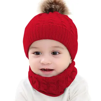Iarna Copil Drăguț Copii Baby Boy Fata De Blană Pom Pălărie De Iarnă Cald Tricot Bobble Beanie Cap Moale Eșarfă Cald 5 Culoare